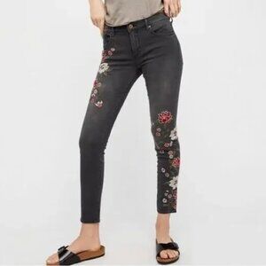 DRIFTWOOD JACKIE FLORAL EMBROIDERED SKINNY ANKLE JEANS STRETCH DENIM SUNDANCE 26